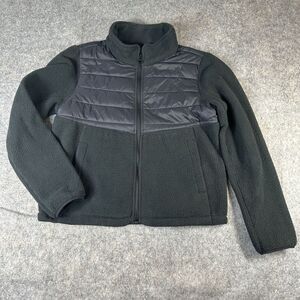 Zyia Active Jacket Womens Large Targhee Fleece Sherpa Full Zip Black